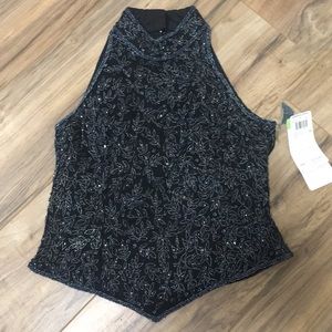 Adrianna papell High neck Full beaded top.